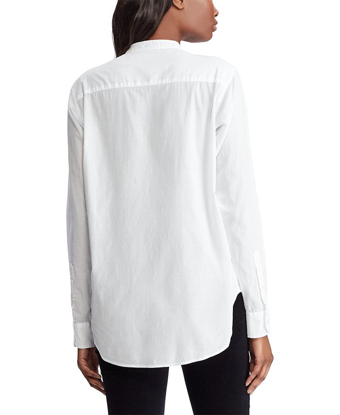Lauren Ralph Lauren Pleated-Bib Button-Up Shirt - Macy's
