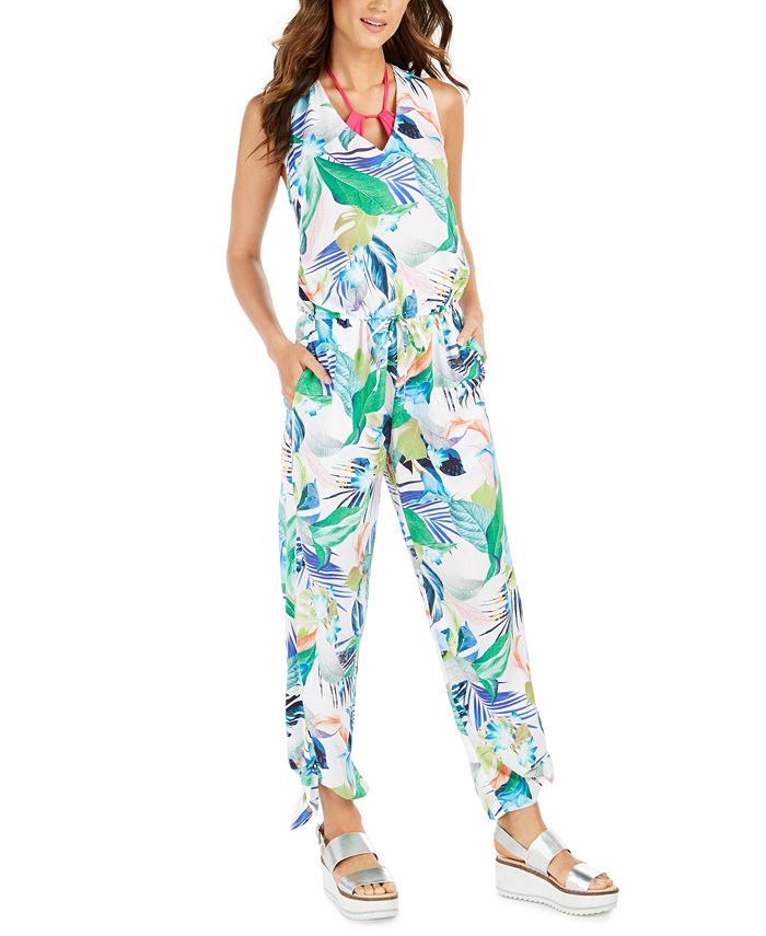 La Blanca In The Moment Floral-Print Jumpsuit Cover-Up - Macy's