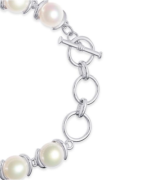 Macy's Cultured Freshwater Pearl (9mm) Toggle Bracelet in Sterling Silver & Reviews - Bracelets