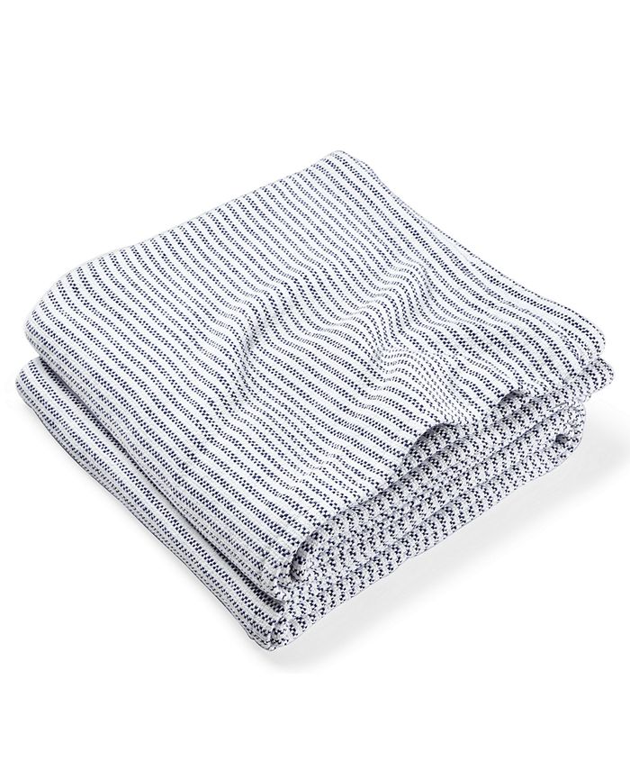 Brahms Mount Winslow White and Navy Striped Twin Blanket Macy's