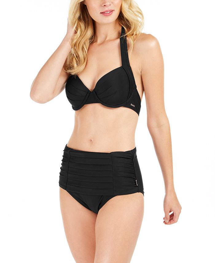 Calvin Klein Pleated Convertible Underwire Bikini & Pleated High-Waist Swim Bottoms & Reviews - Swimsuits & Cover-Ups - Women - Macy's