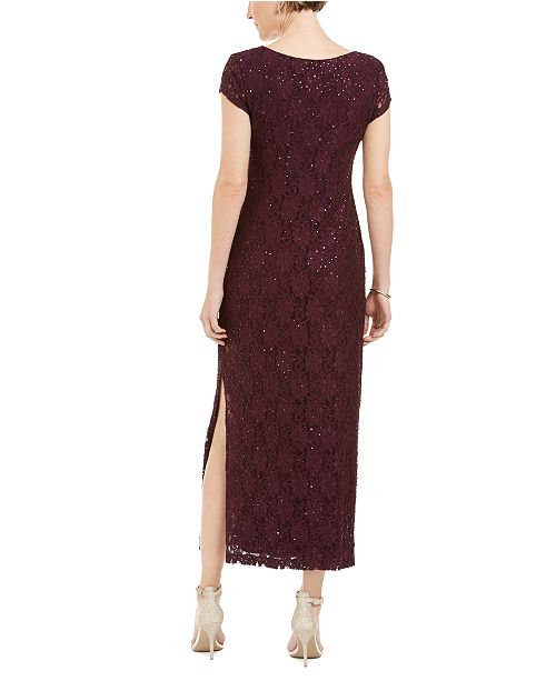 Connected Petite Sequined Lace Column Gown & Reviews - Dresses ...