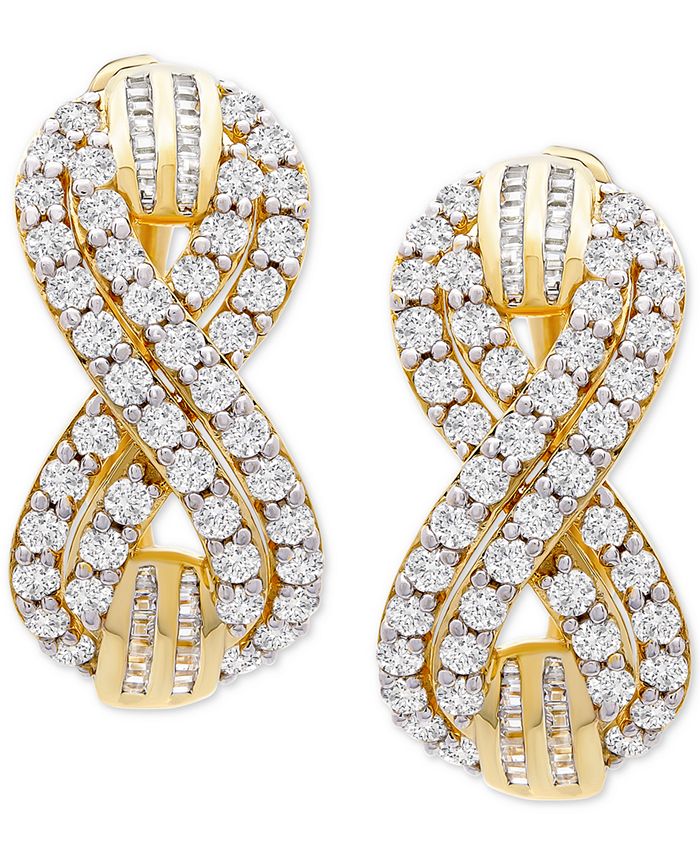 Wrapped in Love - Diamond Infinity Small Hoop Earrings (2 ct. t.w.) in Gold-Plated Sterling Silver