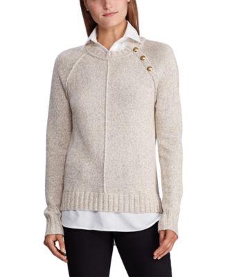 ralph lauren layered cotton blend sweater