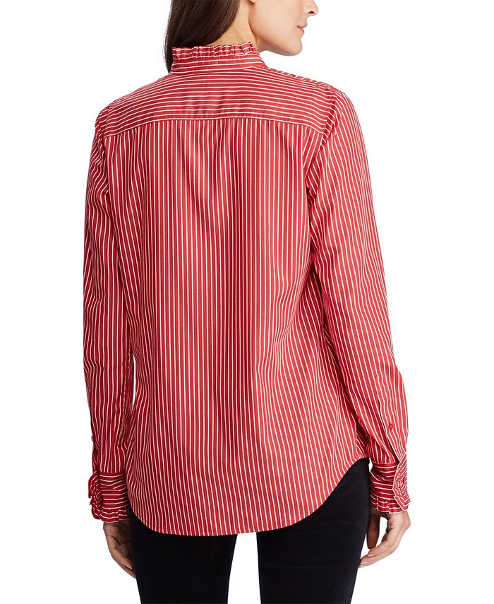 Lauren Ralph Lauren Ruffle-Trim Striped Shirt - Macy's