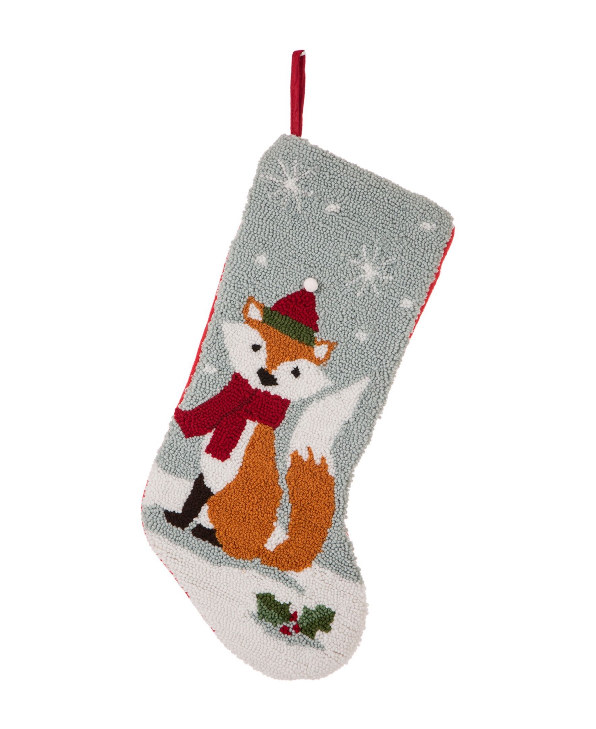 19" L Hooked Fox Stocking - Multi