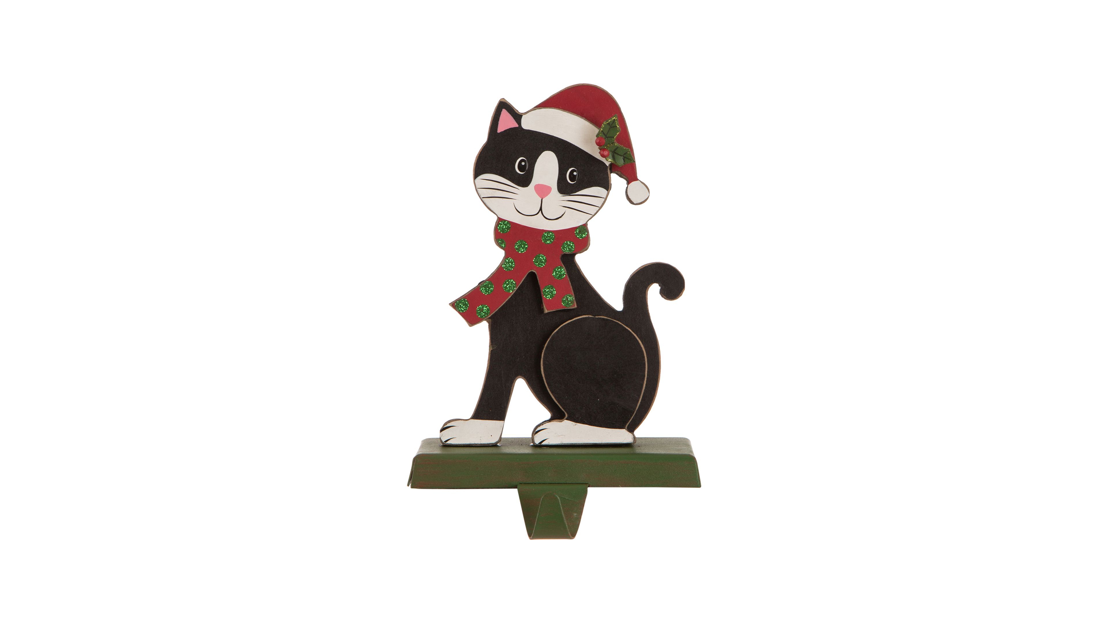 Glitzhome 7.76" H Wooden Cat Stocking Holder
