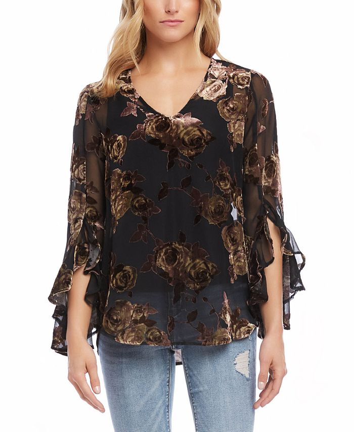 Karen Kane Ruffle-Sleeve Top - Macy's