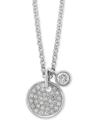 EFFY Collection - Diamond Cluster Disc & Bezel 18" Pendant Necklace (1/4 ct. t.w.) in 14k White Gold