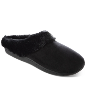 image of Isotoner Signature Women-s Boxed Velour Slippers With Faux-Fur Trim