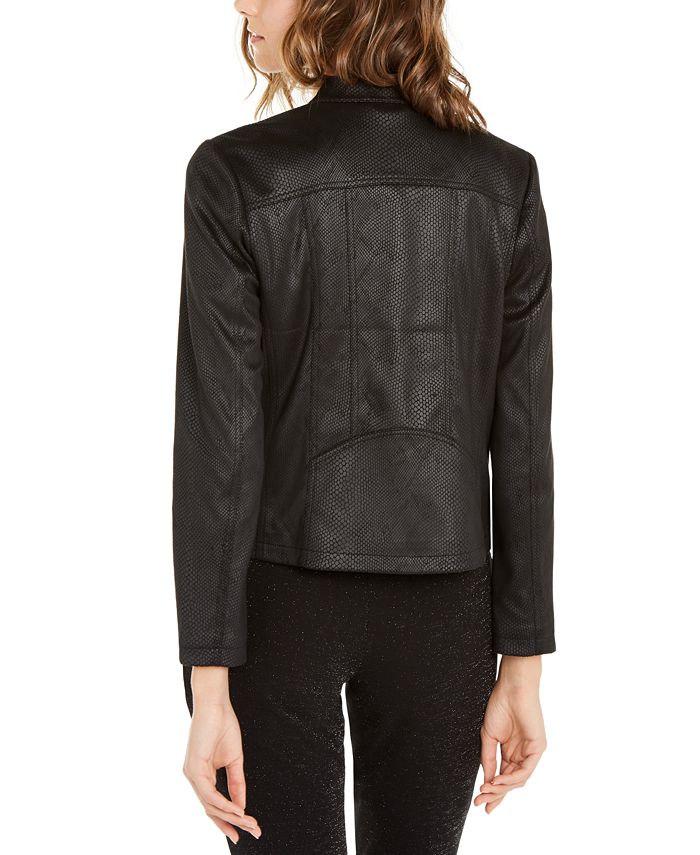 Alfani Snakeskin-Print Faux-Leather Jacket, Created For Macy's - Macy's