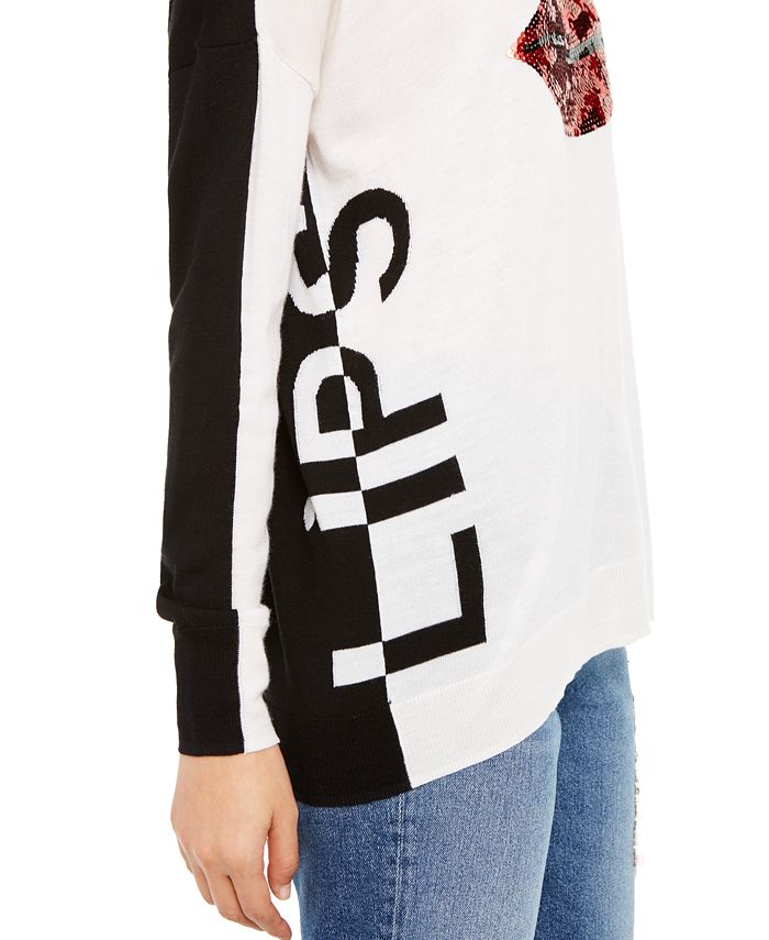 Escada Wool Sequined Lips Sweater Macy's