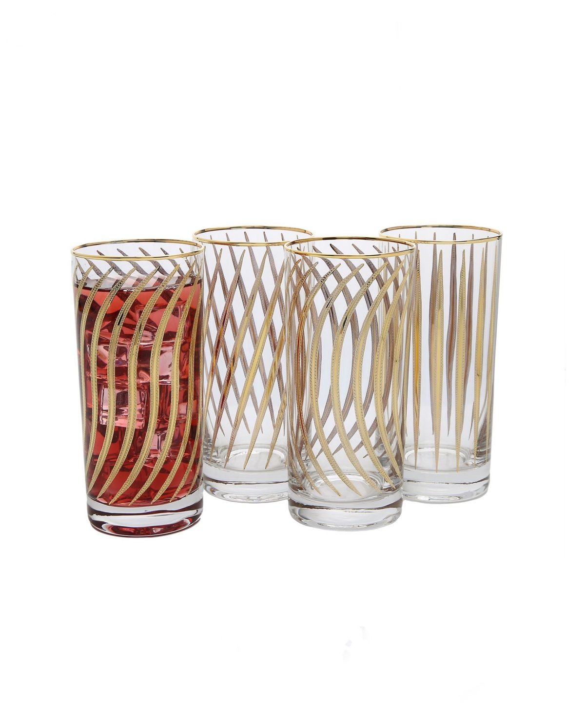 Classic Touch Set of 4 Mix and Match Water Tumblers with 24KDesign - Gold