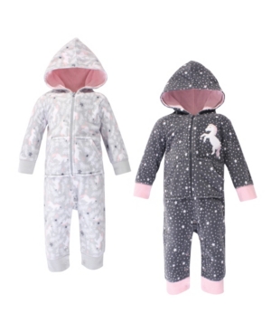 Hudson Baby Girl Fleece Union Suits 2 Pack