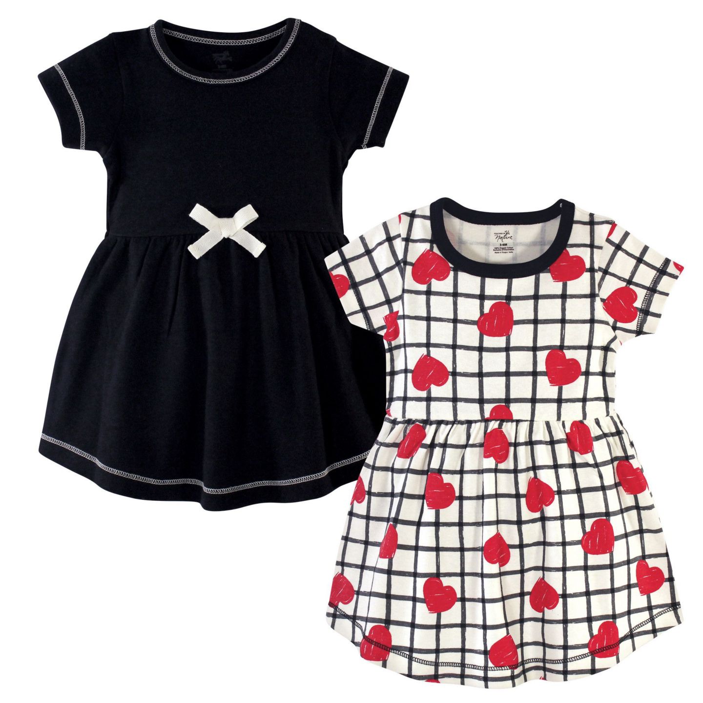 Платья Touched by Nature Natural Cotton Dresses Featuring Both Short and Long Sleeves для девочек-малышей, цвет: Чёрный — фото 1