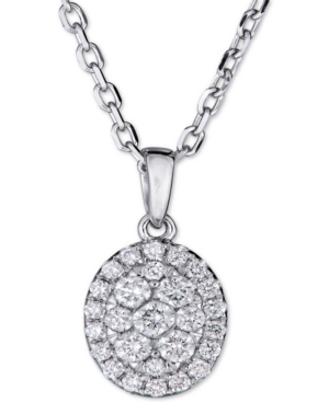 image of Diamond Cluster Oval Pendant Necklace (1/3 ct. t.w.), 16