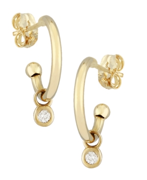 image of Diamond Accent Simple Hoop Drop in 14K Yellow Gold