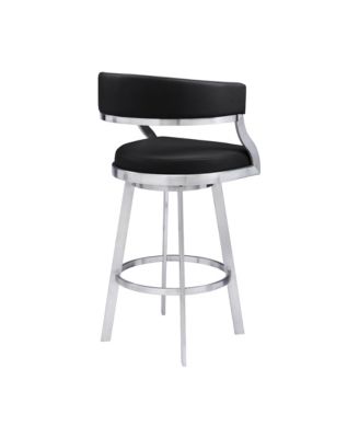 Saturn 26" Counter Height Swivel Gray Artificial leather and Brushed Stainless Steel Bar Stool