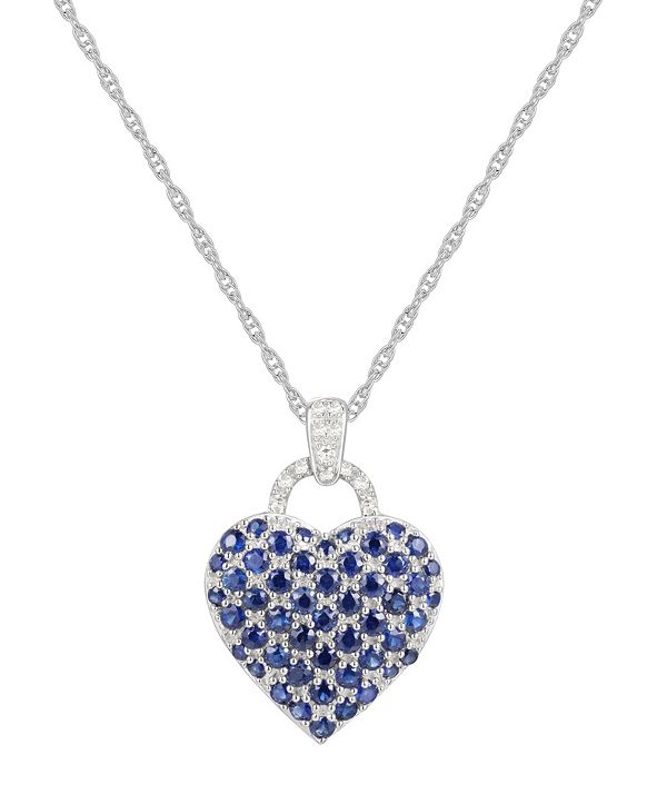Macy's Sapphire (1-3/4 ct. t.w.) and Diamond Accent Heart Pendant ...