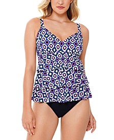 Jewels Printed Tiered Tummy Control One-Piece Swimsuit, Created for Macy's