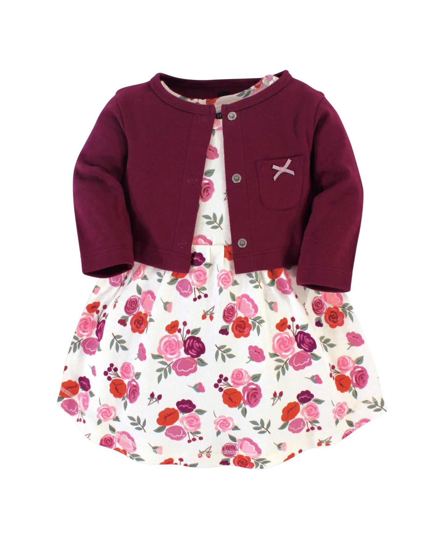Платья Hudson Baby Essential Cotton Dress and Sweater Collection для девочек-малышей, цвет: Бордовый — фото 1