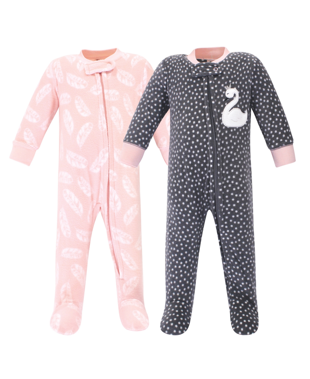 Hudson Baby Baby Girls Fleece Zipper Sleep and Play 2pk, Floral