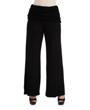 image of 24Seven Comfort Apparel Women Foldover Palazzo Pants