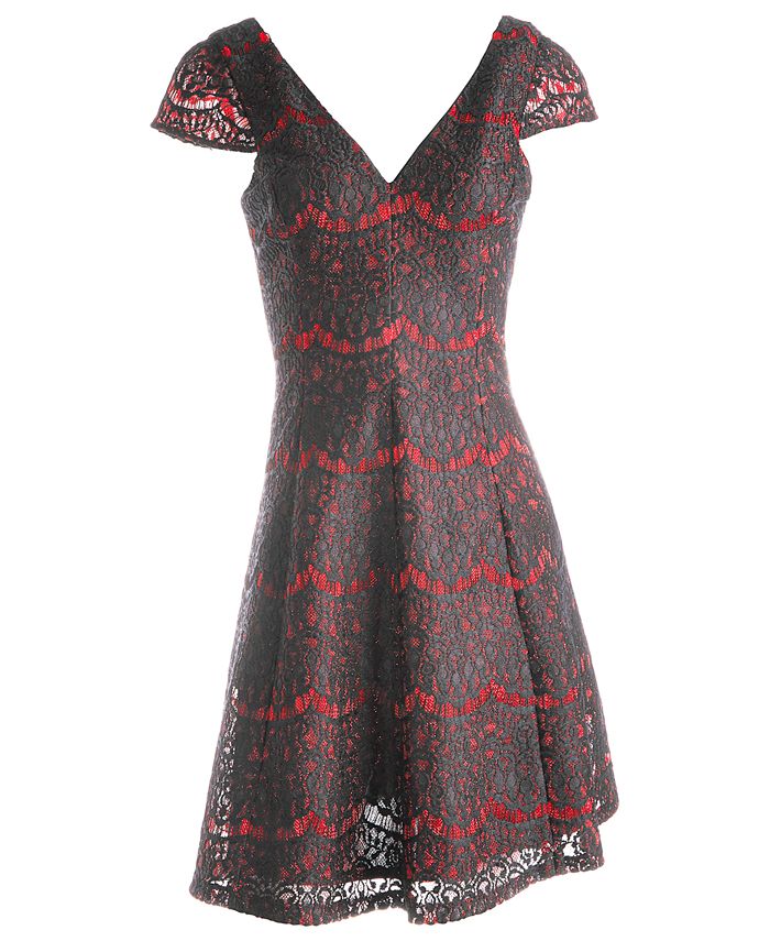 kensie Metallic Lace Fit & Flare Dress - Macy's