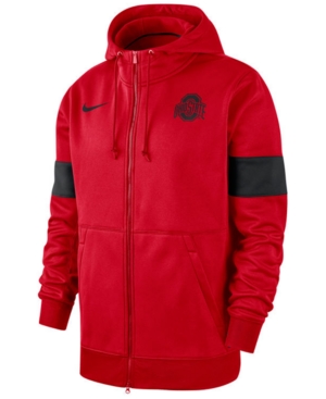 Nike Men's Ohio State Buckeyes Therma Sideline Hooded Full-zip Jacket In Red