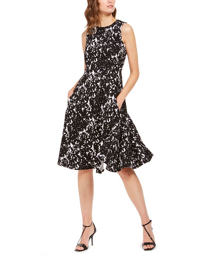 Macy's calvin klein fit on sale and flare dress