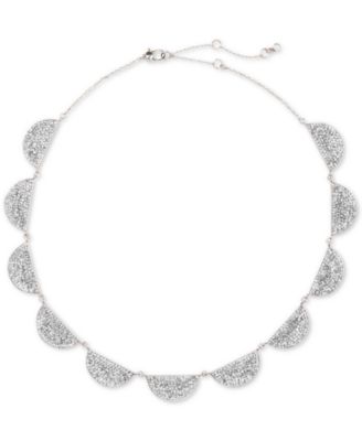 kate spade new york - Silver-Tone Pav&eacute; Stone Half-Circle Collar Necklace, 14" + 3" extender