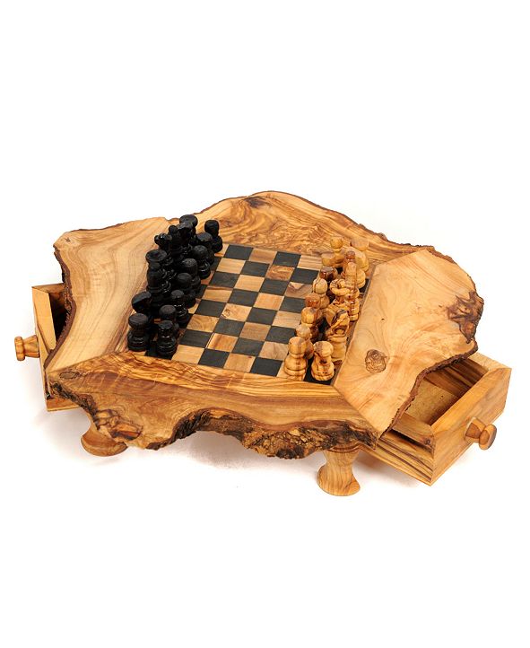 BeldiNest Olive Wood Chess Set Rustic Edge Board 8 x 8 & Reviews Home