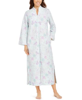 Miss Elaine - Floral-Print Quilted Zipper Robe