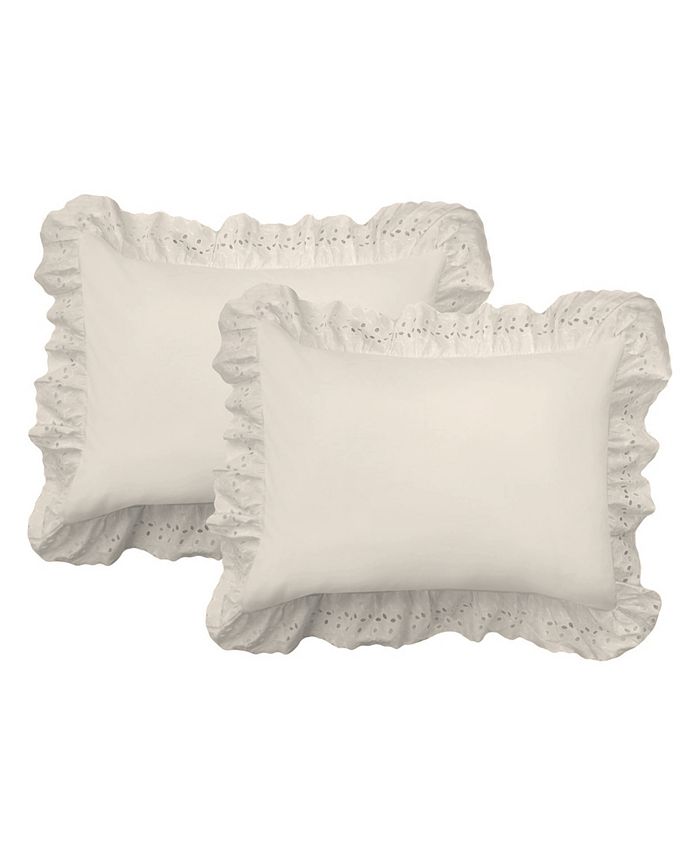 Levinsohn Textiles - Fresh Idea Ruffled Eyelet Standard Pillow Sham 2-Pack