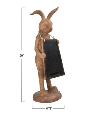 Rabbit Figurine Holding Working Chalkboard
