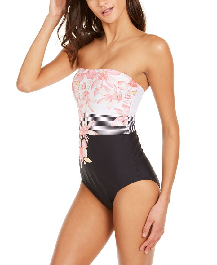 Calvin Klein Strapless Printed Tummy Control One-Piece Swimsuit - Macy's