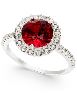 image of Charter Club Silver-Tone Crystal Slim Halo Ring, Created for Macy-s