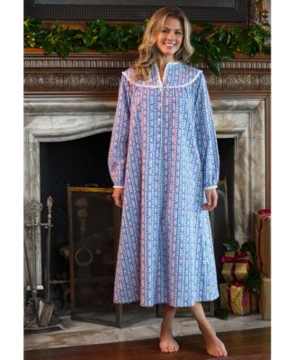 Cotton Lace-Trim Flannel Nightgown