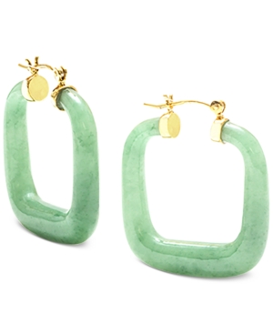 image of Dyed Jade (32mm) Square Medium Hoop Earrings in 14k Gold-Plated Sterling Silver, 1.25