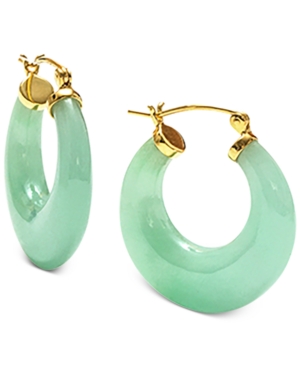 image of Dyed Jade (25mm) Small Hoop Earrings in 14k Gold-Plated Sterling Silver, 1