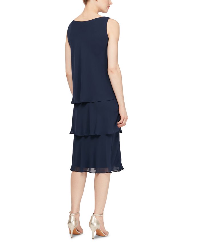 SL Fashions Beaded V-Neck Capelet & Dress - Macy's