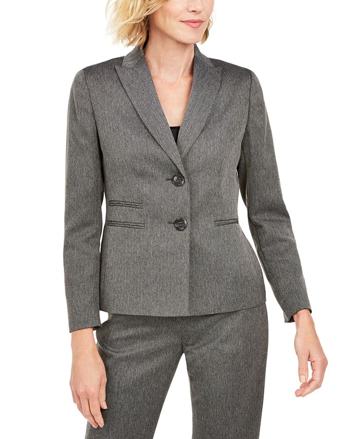 Le Suit Petite Herringbone Pants Suit - Macy's