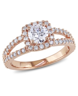 image of Certified Diamond (1 ct. t.w.) Halo Engagement Ring in 14k Rose Gold