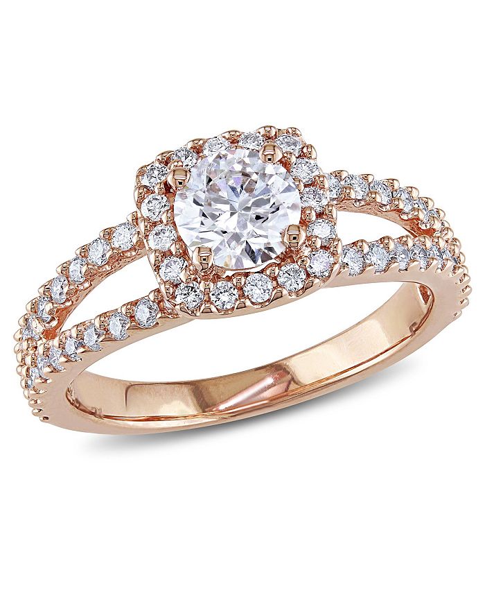 Macy's - Diamond (1 ct. t.w.) Halo Engagement Ring in 14k Rose Gold
