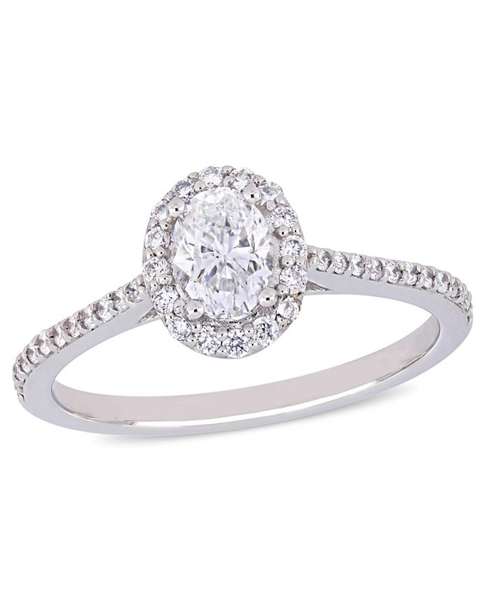 Oval Certified Diamond (3/4 ct. t.w.) Halo Engagement Ring in 14k White