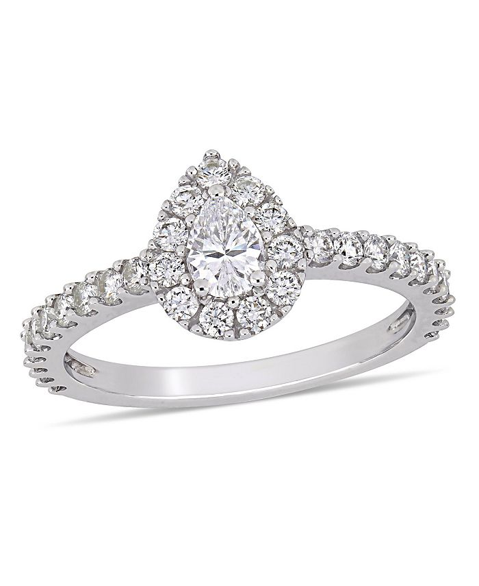 Macy's - Pear Diamond (1 ct. t.w.) Halo Engagement Ring in 14k White Gold