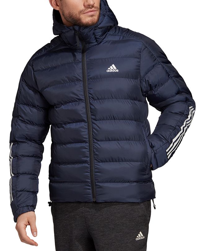 adidas Men's 3-Stripe Hooded Puffer Jacket & Reviews - Coats & Jackets ...