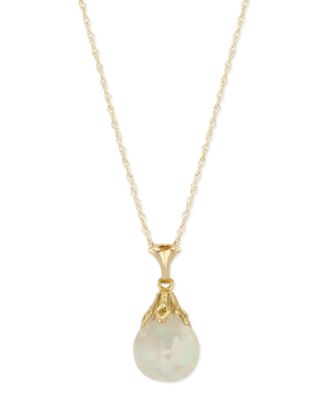 Macy's Floating Crushed Opal (1/2 ct. t.w.) Drop Necklace in 14k Yellow ...