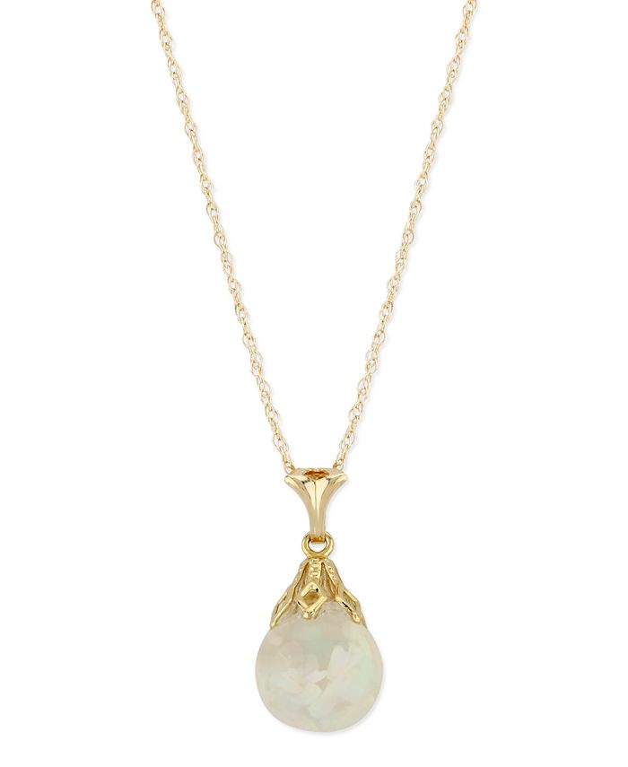 Macy's - Floating Crushed Opal Drop Necklace in 14k Yellow Gold