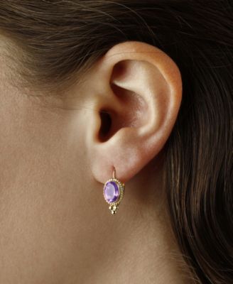 Gemstone Twist Gallery Drop Earring in 14k Yellow Gold Available in Citrine